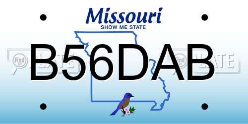 B56DAB Missouri License Plate