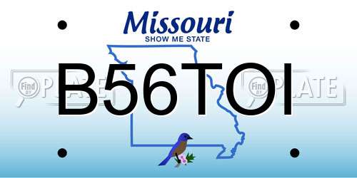 B56TOI Missouri License Plate
