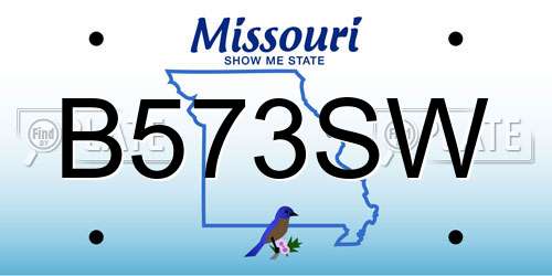 B573SW Missouri License Plate