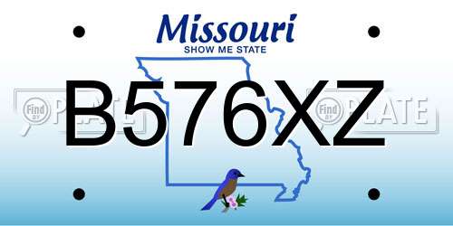 B576XZ Missouri License Plate