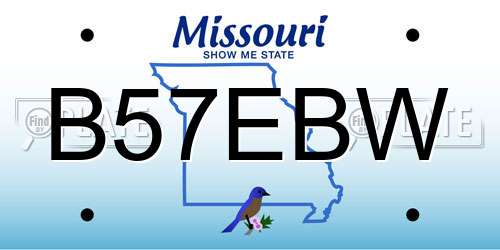 B57EBW Missouri License Plate