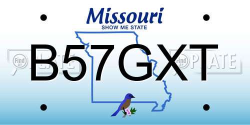B57GXT Missouri License Plate