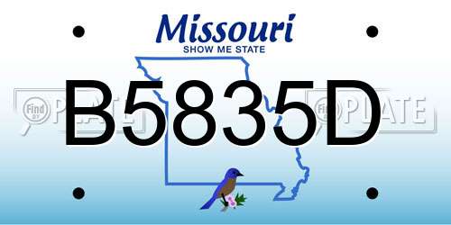 B5835D Missouri License Plate