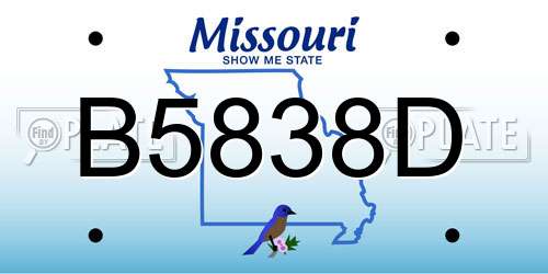 B5838D Missouri License Plate
