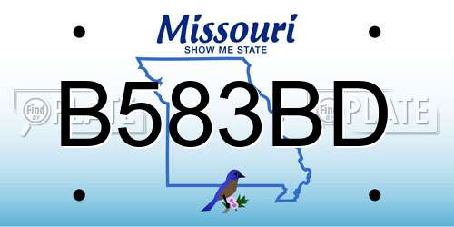 B583BD Missouri License Plate