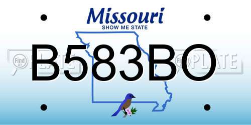 B583BO Missouri License Plate