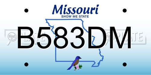 B583DM Missouri License Plate