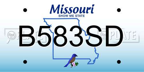 B583SD Missouri License Plate