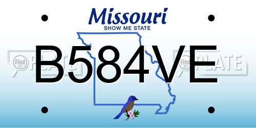 B584VE Missouri License Plate