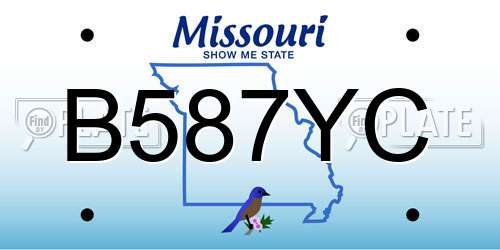 B587YC Missouri License Plate