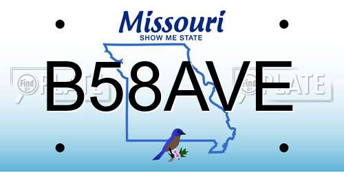 B58AVE Missouri License Plate