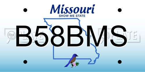 B58BMS Missouri License Plate
