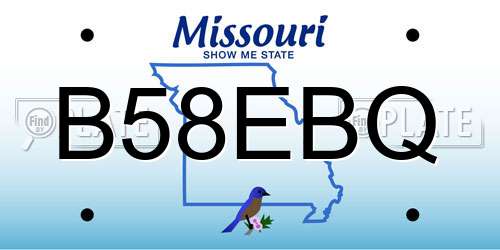 B58EBQ Missouri License Plate