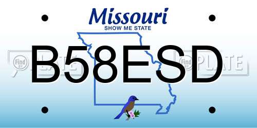 B58ESD Missouri License Plate