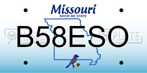 B58ESO Missouri License Plate