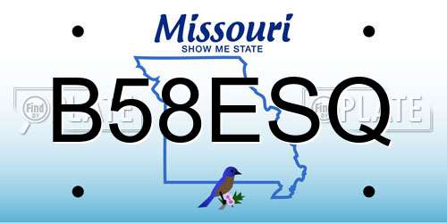 B58ESQ Missouri License Plate