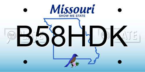 B58HDK Missouri License Plate