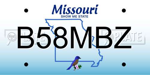 B58MBZ Missouri License Plate