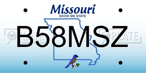 B58MSZ Missouri License Plate