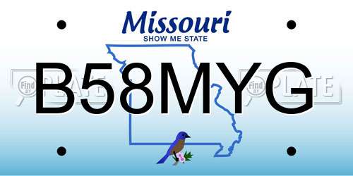 B58MYG Missouri License Plate