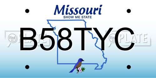 B58TYC Missouri License Plate