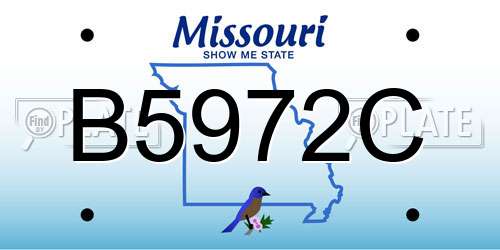 B5972C Missouri License Plate