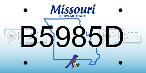 B5985D Missouri License Plate