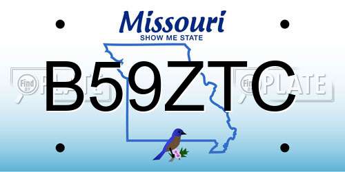 B59ZTC Missouri License Plate