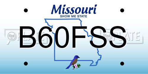 B60FSS Missouri License Plate