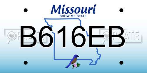 B616EB Missouri License Plate