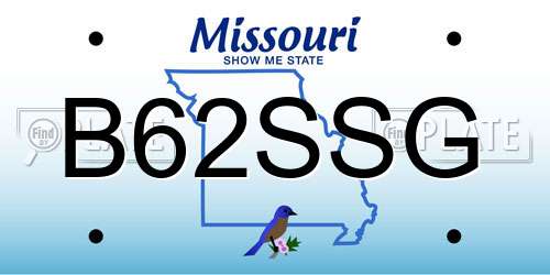 B62SSG Missouri License Plate