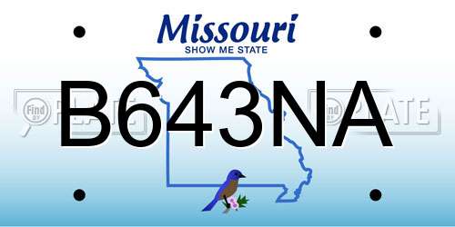 B643NA Missouri License Plate