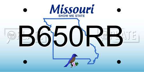 B650RB Missouri License Plate