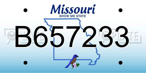 B657233 Missouri License Plate