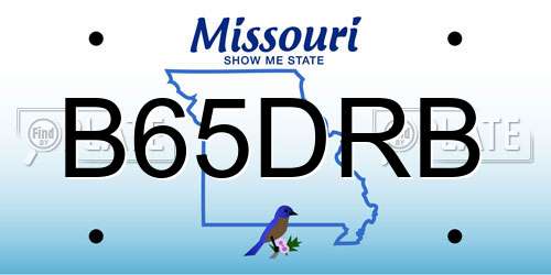 B65DRB Missouri License Plate