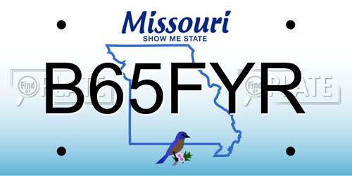 B65FYR Missouri License Plate