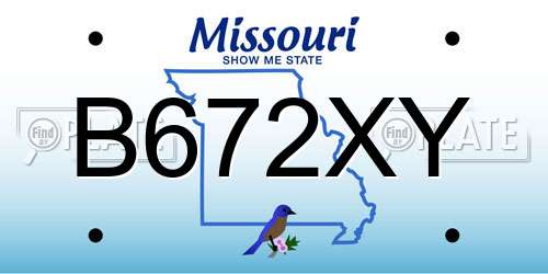 B672XY Missouri License Plate