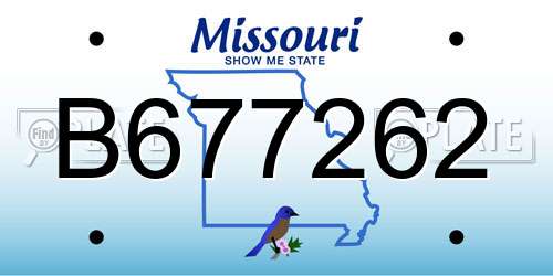 B677262 Missouri License Plate