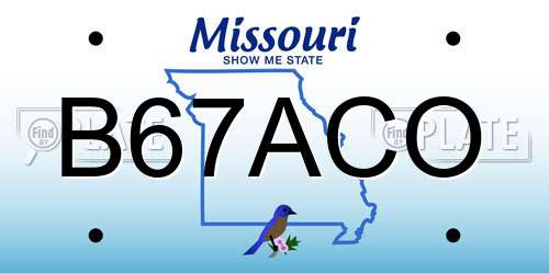 B67ACO Missouri License Plate