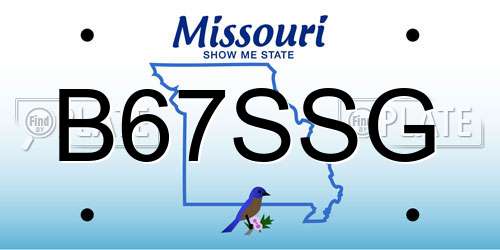B67SSG Missouri License Plate