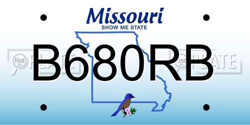 B680RB Missouri License Plate