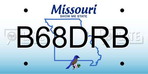 B68DRB Missouri License Plate