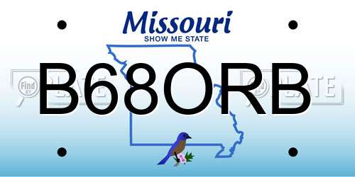 B68ORB Missouri License Plate