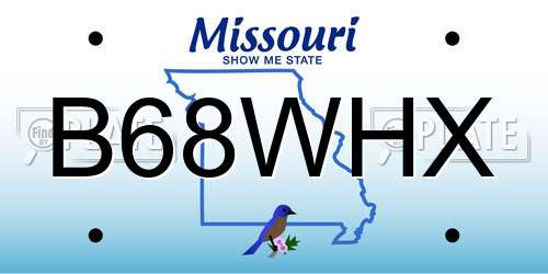 B68WHX Missouri License Plate