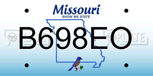 B698EO Missouri License Plate