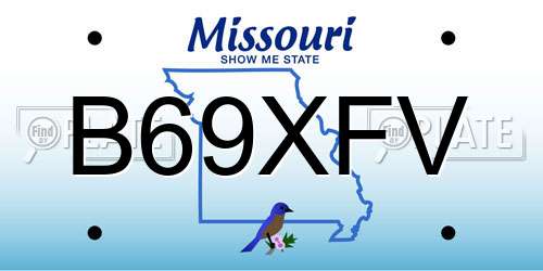 B69XFV Missouri License Plate