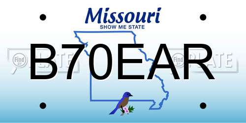 B70EAR Missouri License Plate