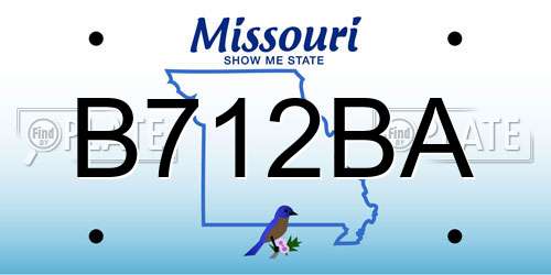B712BA Missouri License Plate