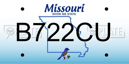 B722CU Missouri License Plate