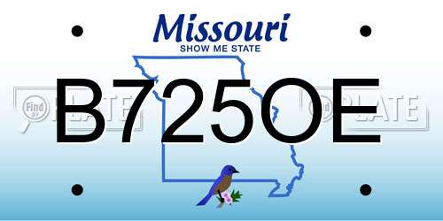 B725OE Missouri License Plate